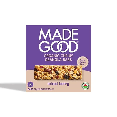 MadeGood Mixed Berry Granola Bars 5pk, 5 x 24 g