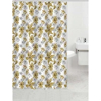 14Pc Set Peva S. Curtain + 12 Hooks + Bathmat (Honey Mustard)