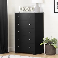 South Shore Vito 5-Drawer Chest for Adult, in Pure Black