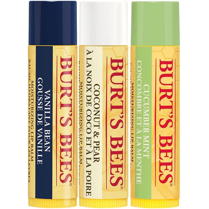 Burt’s Bees® 100% Natural Origin Moisturizing Lip Balm, Assorted Flavours with Fruit Extracts - 3 Pack