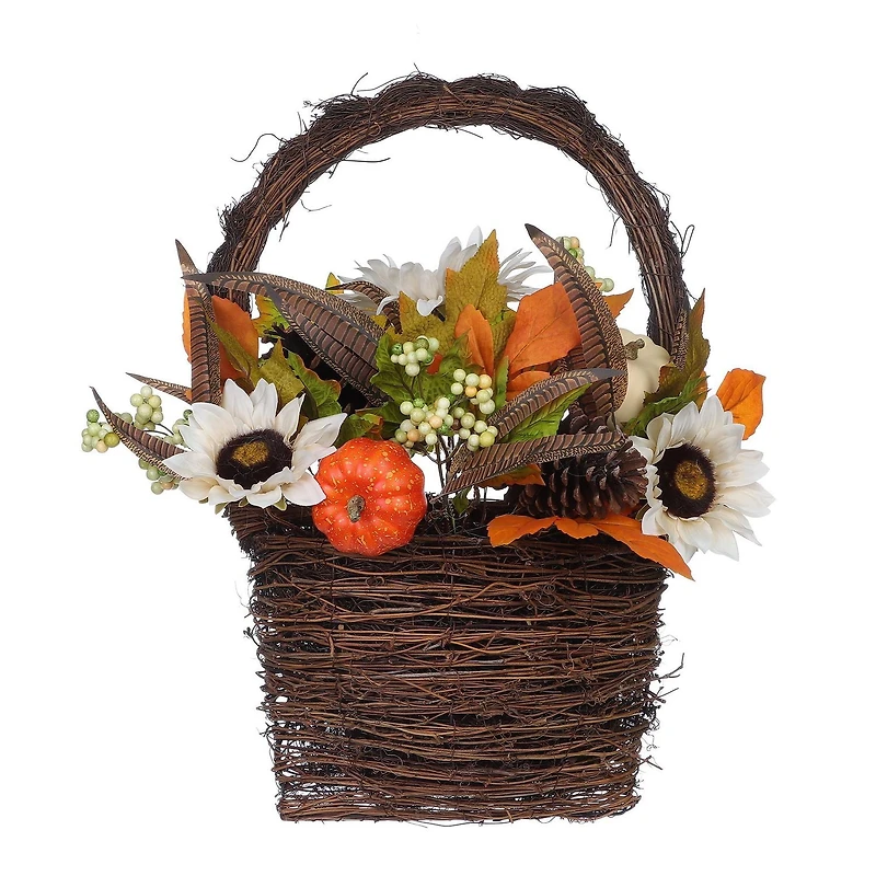 BASKET WREATH, CREAM SUNFLOWER BASKET WREATH