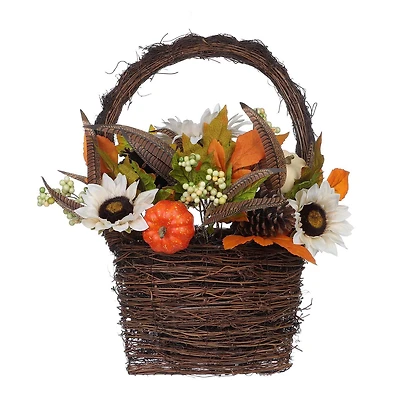 BASKET WREATH, CREAM SUNFLOWER BASKET WREATH