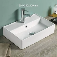 American Imaginations -in. W Above Counter White Bathroom Vessel Sink For 1 Hole Center Drilling AI