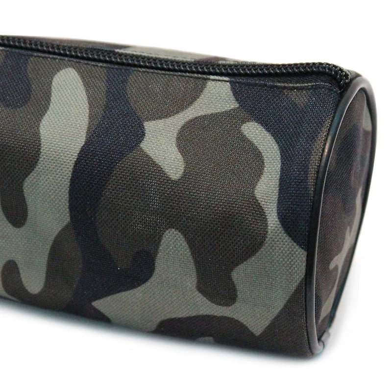Pen+Gear Khaki Green Camo Barrel Pencil Pouch in Durable Polyester