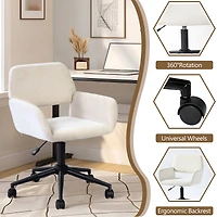 Homy Casa Swivel Desk Chair, Adjustable Ergonomic Office Chair, Beige Chenille Fabric