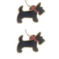 Handcrafted Scottish Terrier Dog Hanging Ornament - Set of 2