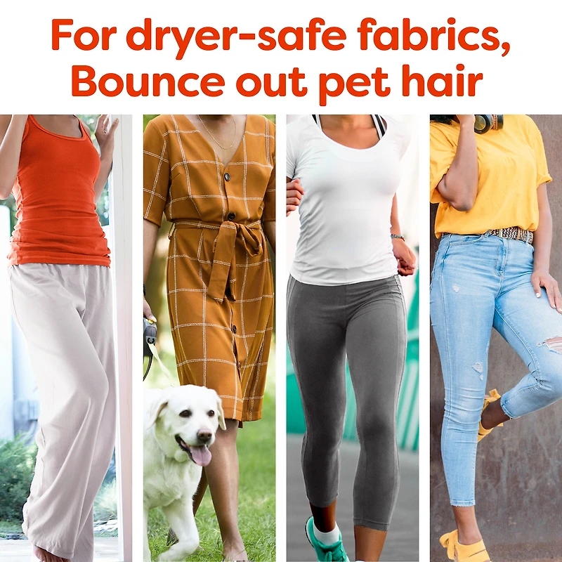 Feuilles assouplissantes méga Bounce Anti-poils d’animaux et anti-peluches avec 3 fois les anti-poils d’animaux, parfum Frais 120 feuilles