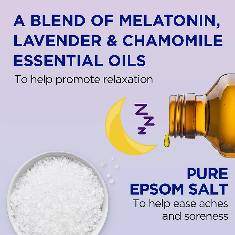 Dr Teal's Foaming Bath with Pure Epsom Salt, Melatonin Bath, Lavender & Chamomile Essential Oil Blend, 34 fl oz, 1L