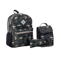 Jetstream 4pcs Full School Day Backpack set, Olive Green Camo