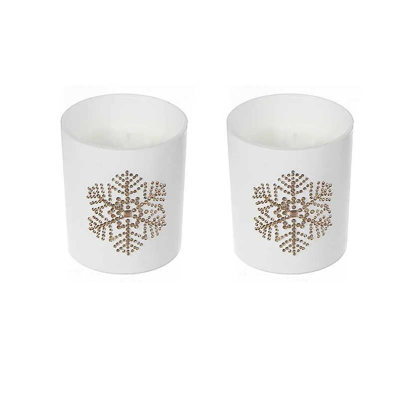 7Oz Matte White Jar Scented Candle (Snowflake) (Sacred Forest) - Set of 2