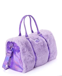 Justice Duffel Solid Faux Fur, Removable and adjustable shoulder strap.
