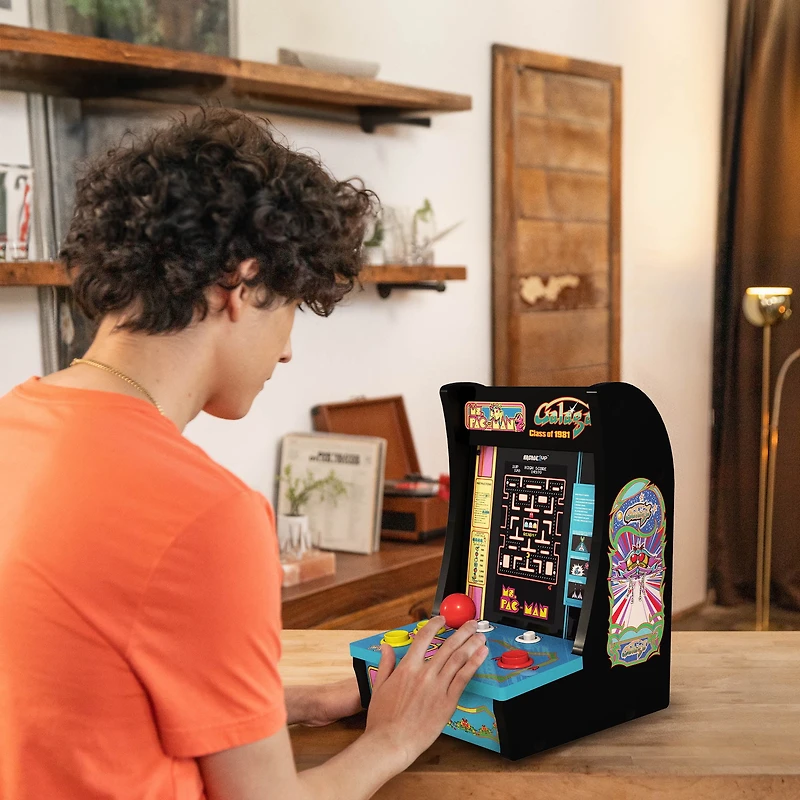 Arcade1Up Class of ‘81 Ms. PAC-MAN / GALAGA Countercade – 3 Classic Games, Retro Game Console for Home, Portable Console with 7-inch Screen, Table-top Video Game for Game Room