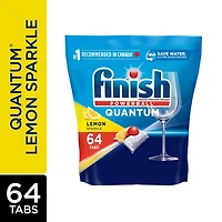 Finish Power Ball Quantum capsules de détergent pour lave-vaisselle, pas besoin de pré-sinse, pour un nettoyage en profondeur et une brillance étincelante, citron scintillant