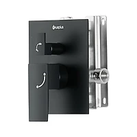 akuaplus® Black 3-way diverter Pressure Balance Bath Shower Valve Set square with Magnetic Hand Shower 3 settings with Showerhead, and Spout