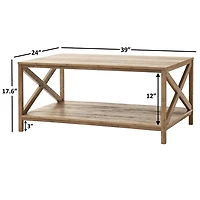 Mainstays Farmhouse Coffee Table, Rustic Weathered Oak
