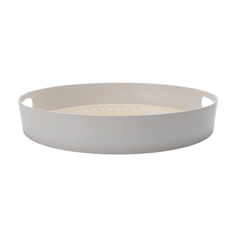 Hometrends Lemon Bamboo Melamine Round Tray 15.75 Inch 1pc