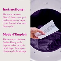 Fleecy Feuilles Assouplissantes pour Sécheuse, Assouplissant à Linge, Parfum Air Frais, 80 feuilles