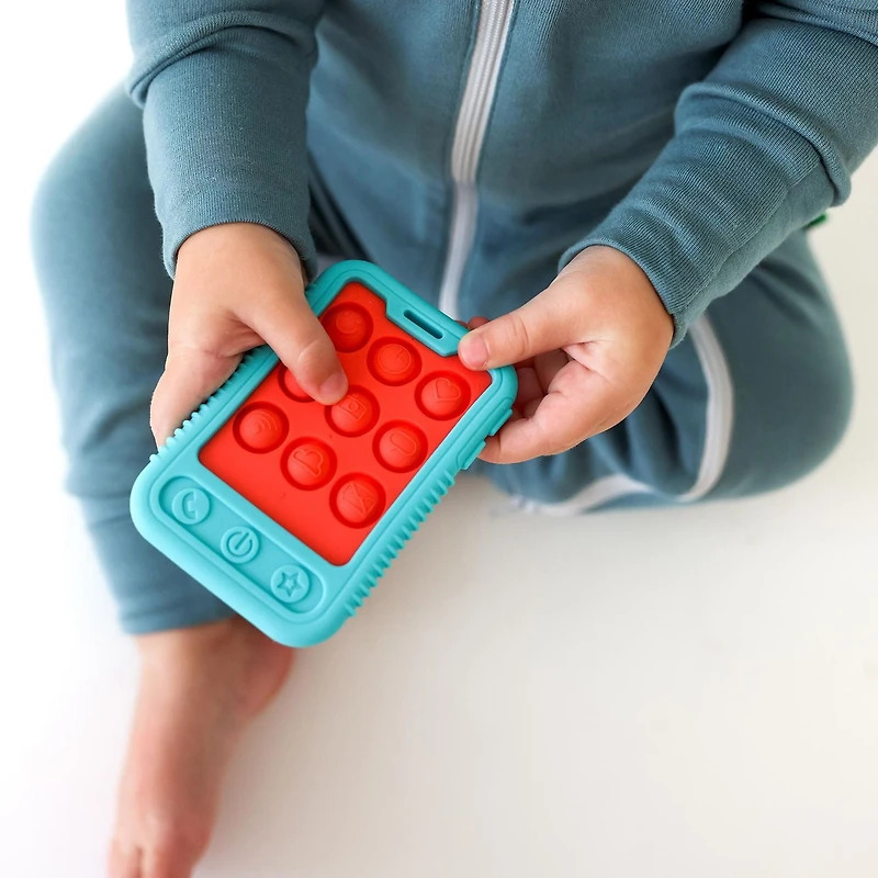 Jouet de dentition sensoriel Giggle Bytes de Nûby™, en silicone souple - Bleu et orange Pour les enfants de 3 mois+