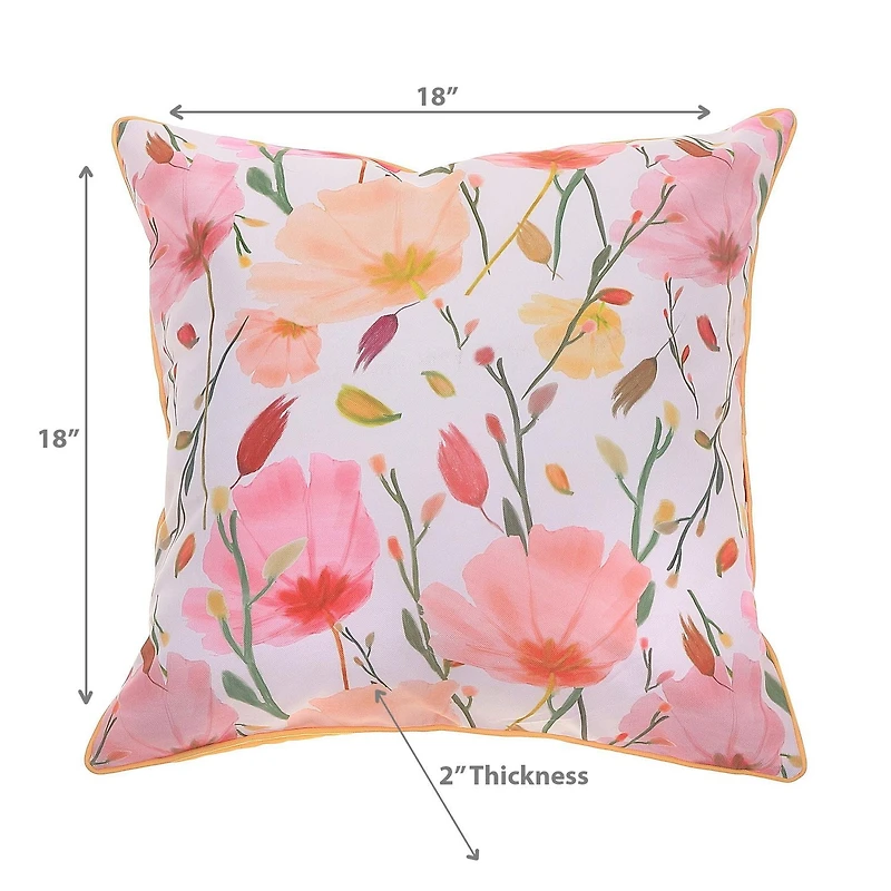 April Outdoor Waterproof Cushion Poppy 18 X 18 - Set of 2