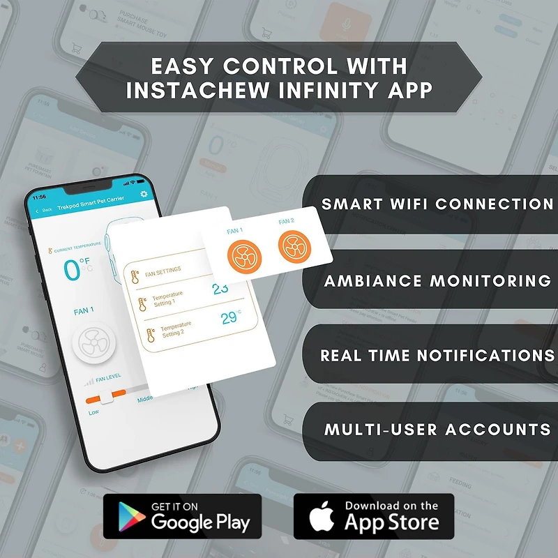 Instachew Trekpod Smart Pet Carrier Backpack for Cats, Small Dogs and Puppies upto17 lbs, Hiking & Outdoor Use (Black)