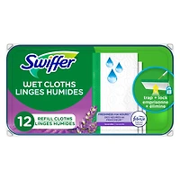 Recharge de coussins humides Swiffer Balayer + laver, nettoyant pour planchers, linges nettoyants, parfum Lavande 12 Unité