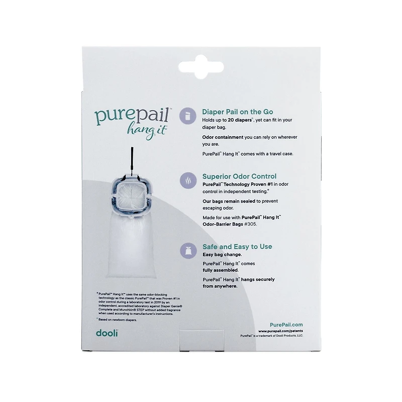 PurePail Hang It Odor-Trapping Diaper Disposal, White