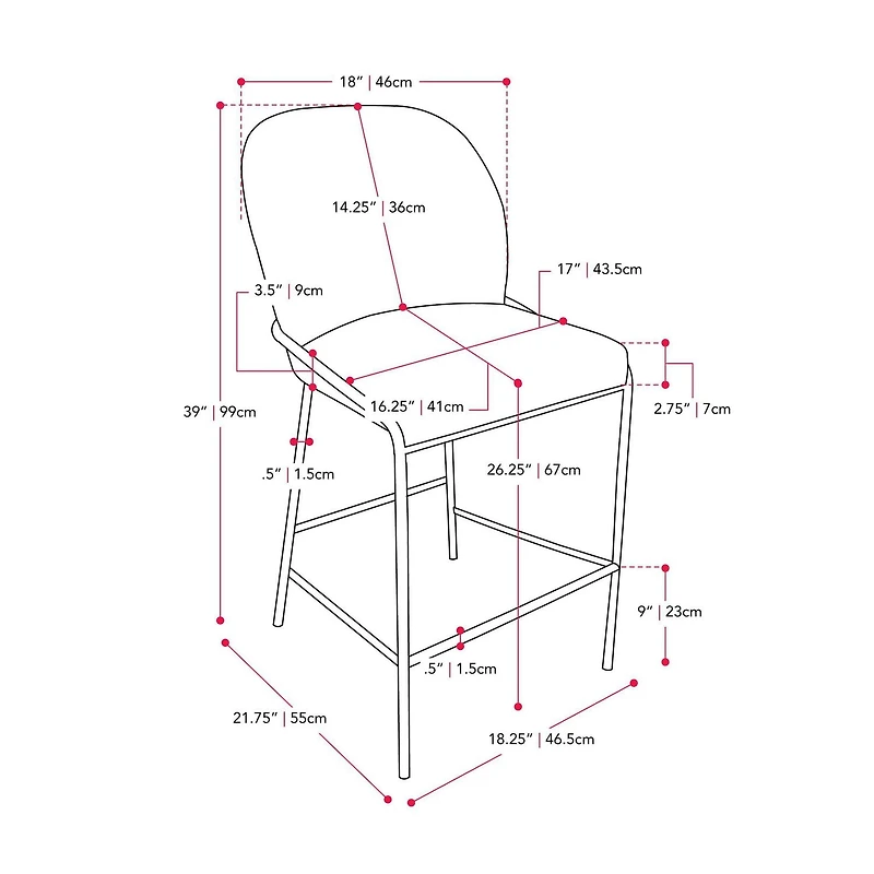 Tabouret de bar d'intérieur moderne rembourré Blakeley de CorLiving avec pieds en métal – Vendu à l'unité