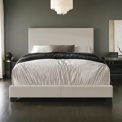 K-Living Gian Fog Colored Linen Fabric Double Bed! BOX SPRING IS NOT REQUIRED!