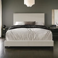 Lit double en tissu de lin coloré Gian Fog de K-Living ! LE SOMMIER À SOMMIER N'EST PAS NÉCESSAIRE !
