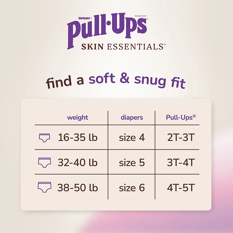 Pull-Ups Girls' Skin Essentials Training Pants, 3T-4T (32-40 lbs), 54 Ct
