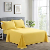Literie Marina Decoration, draps toutes saisons, ultra doux, soyeux et à poches profondes, en rayonne de bambou, couleur jaune