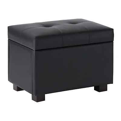 Petit pouf d'intérieur rectangulaire capitonné en similicuir avec rangement CorLiving Asha