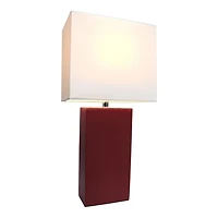 Conceptions Elégantes Lampe de table moderne en cuir avec abat-jour en tissu blanc