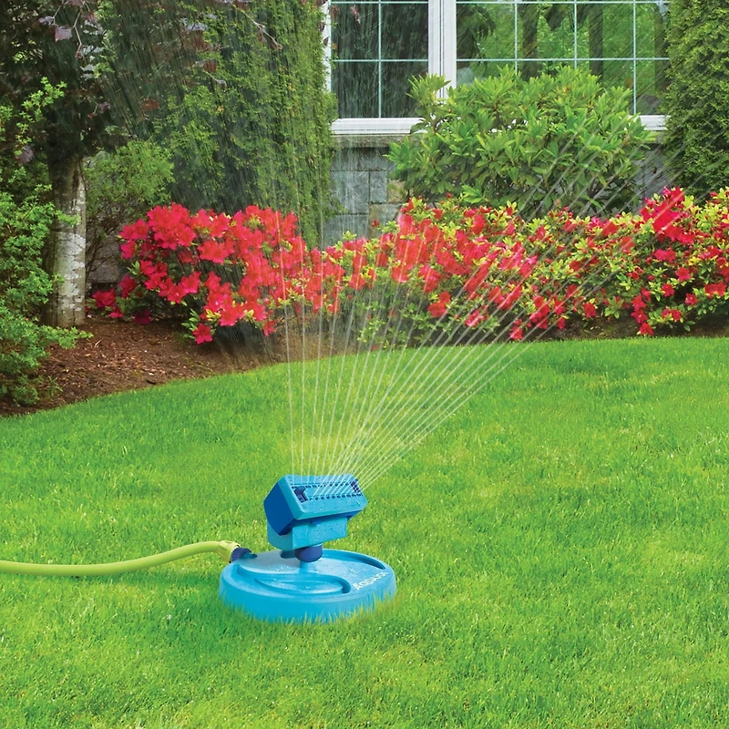 Aqua Joe AJ-OSPR20 20-Nozzle Max Coverage Adjustable Gear Driven Oscillating Sprinkler on Sled Base