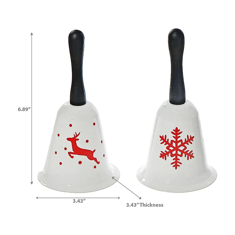 Cloche En Métal Avec Manche En Bois (Avec Imprimé) (Assortiment) - Lot De 2