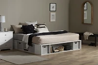 South Shore Flexible Queen Storage Platform Bed with Baskets, in Pure White