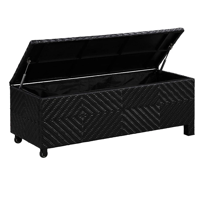 Banc/coffre de terrasse rembourré en osier d'une capacité de 60 gallons