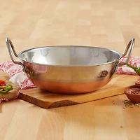 Imusa 9" Stainless Steel Kadhai With Copper Bottom And Stainless Steel Handles, 22.7x7.0cm