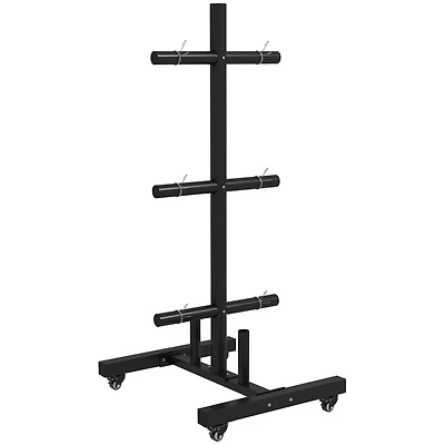 Soozier Support de plaques olympiques avec 4 roues, pour plaques et barres de 2"