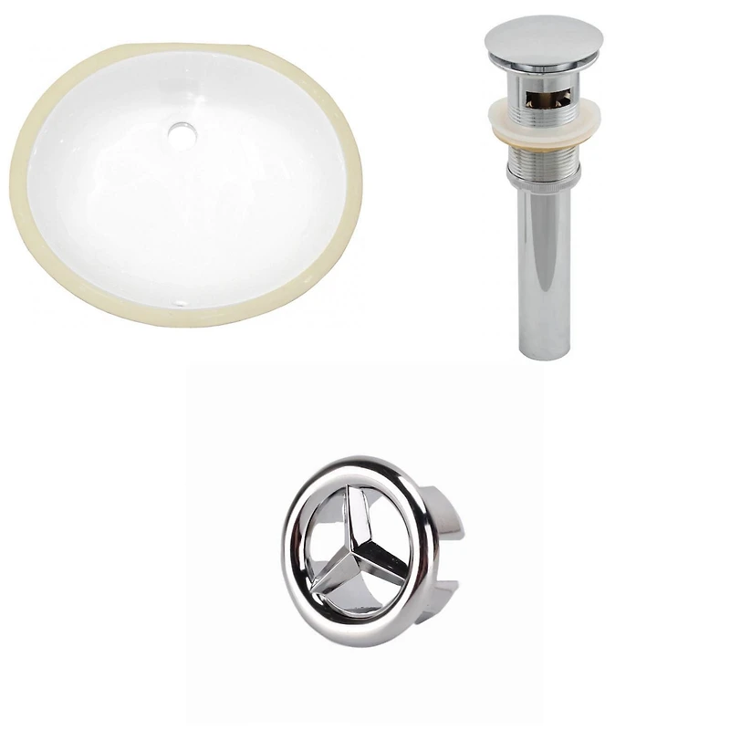 19.5-in. W Oval Bathroom Undermount Sink Set In White - Chrome Hardware - Overflow Drain Incl. AI-20541