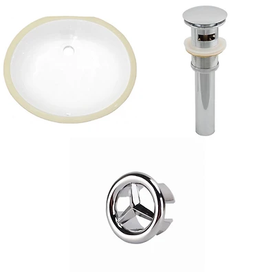 19.5-in. W Oval Bathroom Undermount Sink Set In White - Chrome Hardware - Overflow Drain Incl. AI-20541