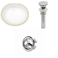 19.5-in. W Oval Bathroom Undermount Sink Set In White - Chrome Hardware - Overflow Drain Incl. AI-20541