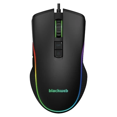 blackweb Wired RGB Illuminating and Programmable Gaming Mouse (Rich Black), Breathing Light Effect