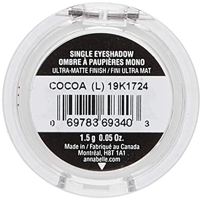 Annabelle Matte Single Eyeshadow, Cocoa, Intensely pigmented. Buildable coverage. Easy application.