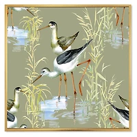 Designart Herons Birds In The Water FLOAT FRAME WALL ART