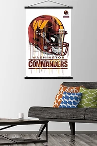 NFL Washington Commanders - Drip Helmet 22 Wall Poster, 14.725" x 22.375" Framed