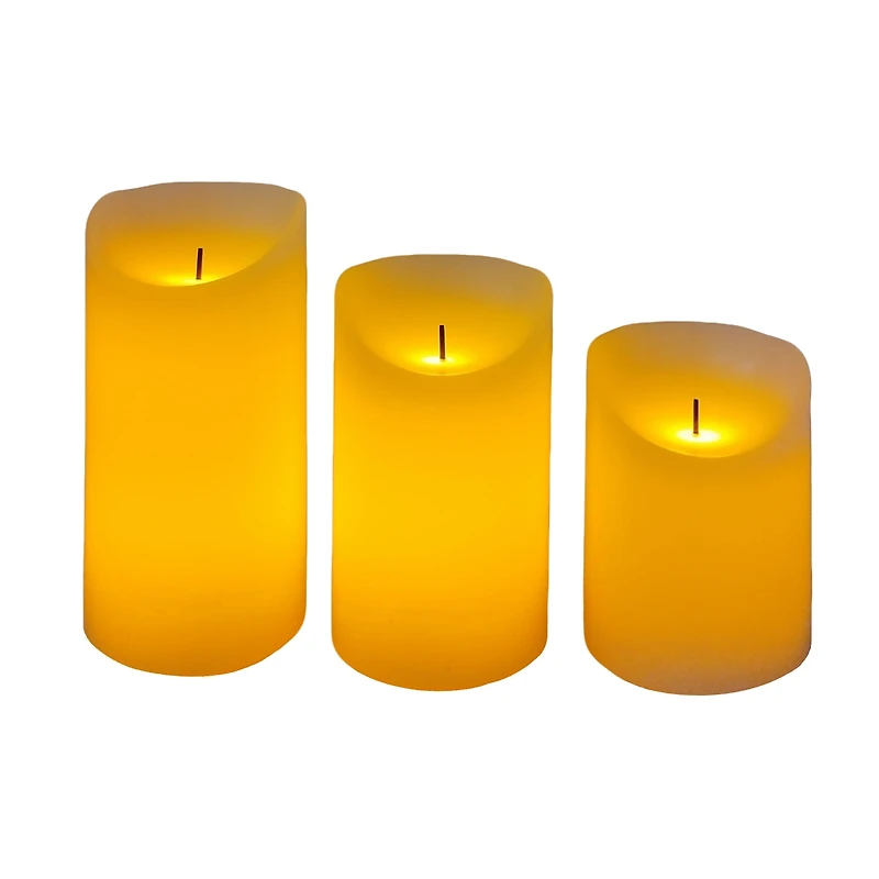 Mainstays White Rechargeable Flameless LED Pillar Candles,Various Sizes, 3 pack