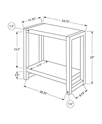Monarch Specialties Table D'appoint, Côté, Bout, Étroit, Petit, 2 Niveaux, Salon, Chambre À Coucher, Métal, Stratifié, Gris, Noir, Contemporain, Moderne