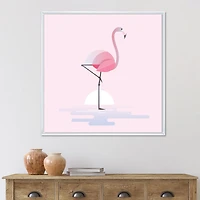 Designart Flamant rose debout ART MURAL À CADRE FLOTTÉ