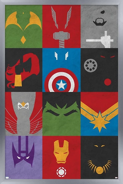 Marvel Comics - Avengers - Grille minimaliste Affiche Murale